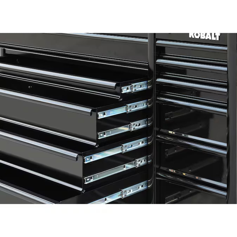 71-In L X 42.7-In H 15 -Drawers Rolling Black Wood Work Bench