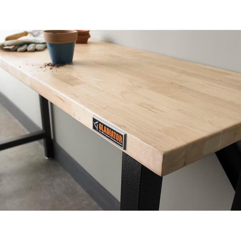 Modular 66.5-In L X 38.75-In H Hammered Granite Hardwood Work Bench