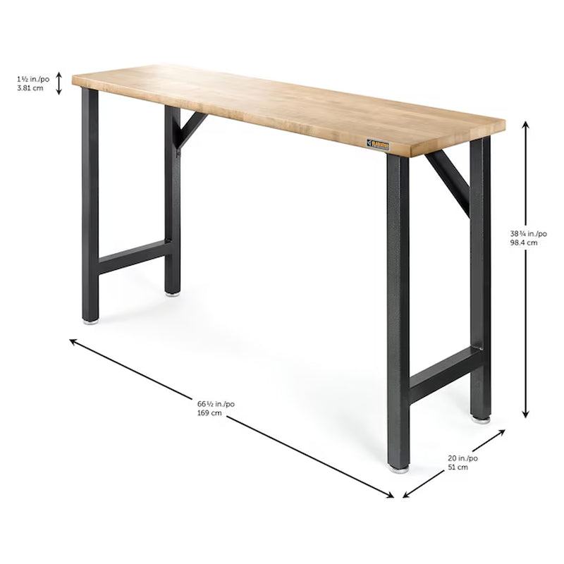 Modular 66.5-In L X 38.75-In H Hammered Granite Hardwood Work Bench
