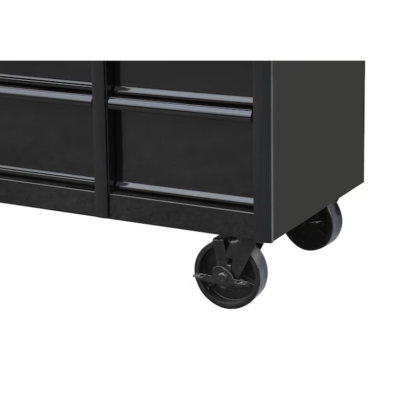 71-In L X 42.7-In H 15 -Drawers Rolling Black Wood Work Bench
