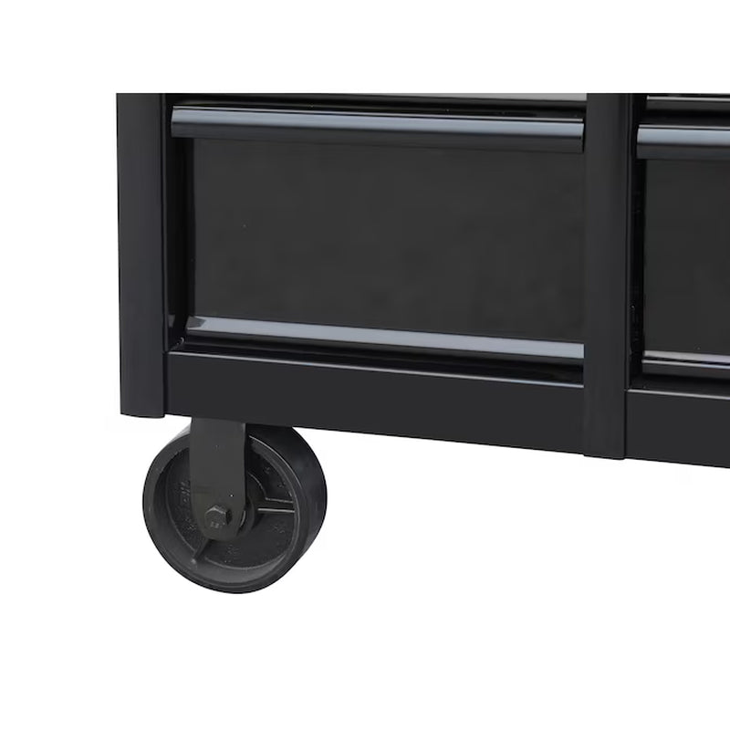 71-In L X 42.7-In H 15 -Drawers Rolling Black Wood Work Bench