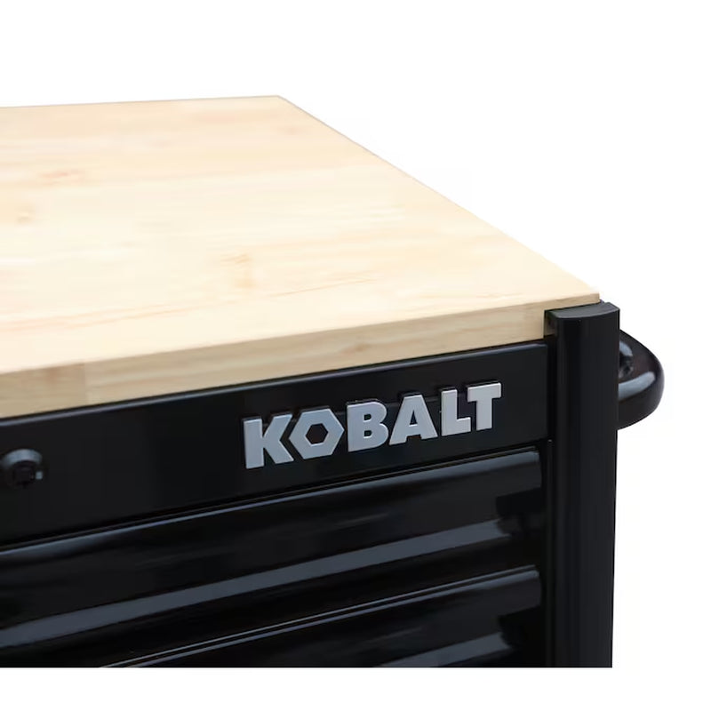 71-In L X 42.7-In H 15 -Drawers Rolling Black Wood Work Bench