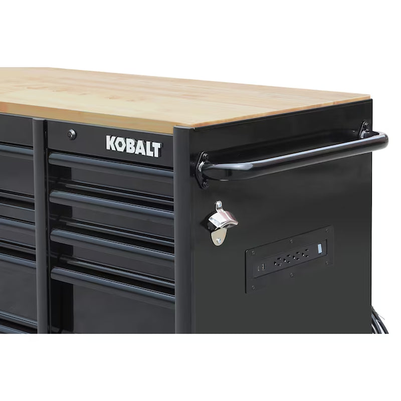 71-In L X 42.7-In H 15 -Drawers Rolling Black Wood Work Bench