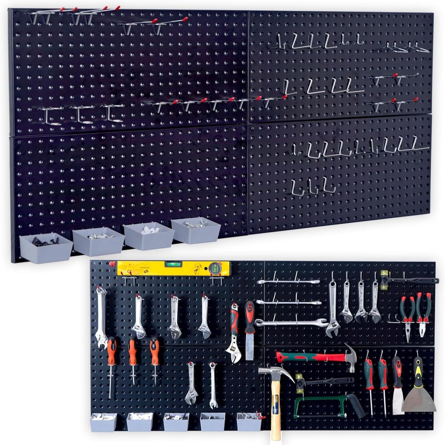 Pegboard Organizer Garage Storage - 48Pcs Pegboard Hooks Set, Pegboard Tool Orga