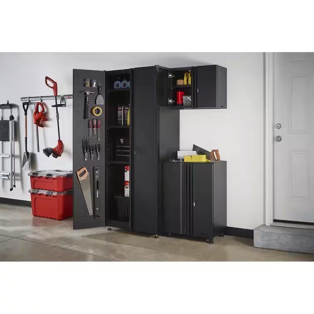 3-Piece Regular Duty Welded Steel Garage Storage System in Black
